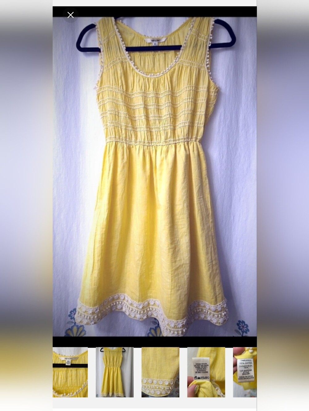 Sophie Max Yellow Sundress with Crochet Trim